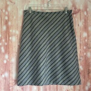 Loft Gray Wool Blend Blue Striped Skirt Size 10P
